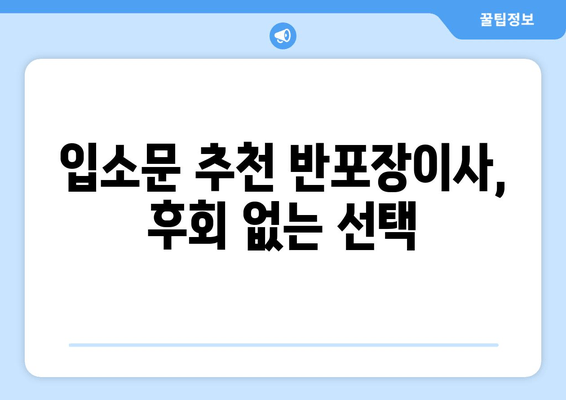 입소문 추천 반포장이사, 후회 없는 선택