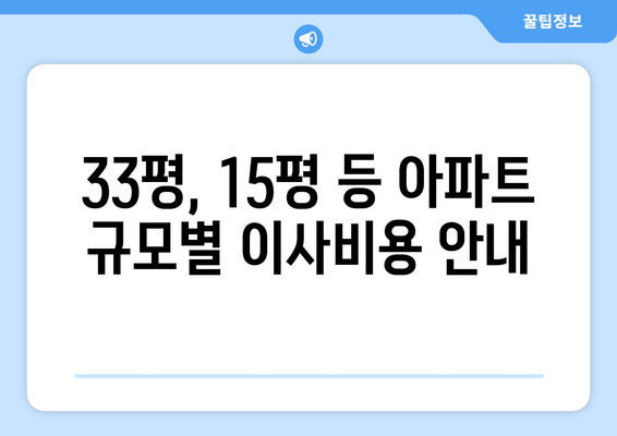 33평, 15평 등 아파트 규모별 이사비용 안내