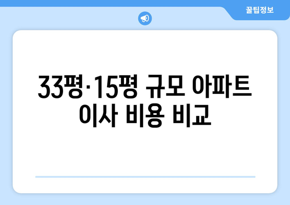 33평·15평 규모 아파트 이사 비용 비교