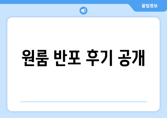 원룸 반포 후기 공개