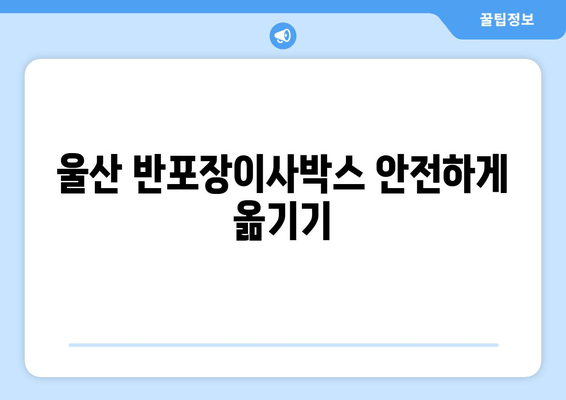 울산 반포장이사박스 안전하게 옮기기