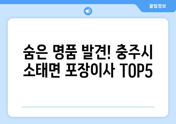 숨은 명품 발견! 충주시 소태면 포장이사 TOP5