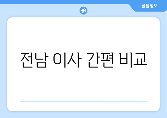 전남 이사 간편 비교