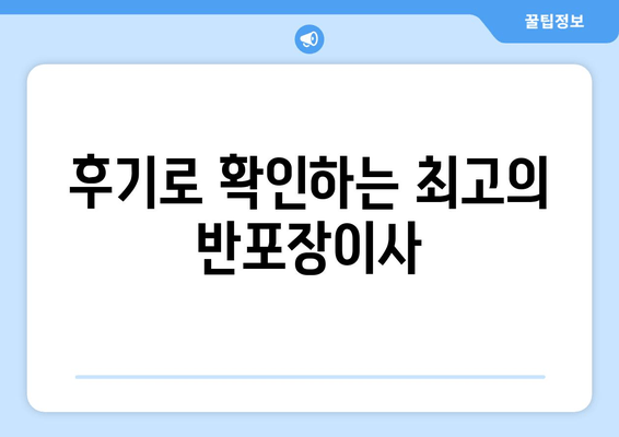 후기로 확인하는 최고의 반포장이사