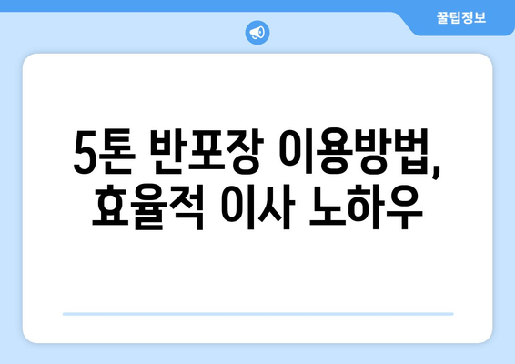 5톤 반포장 이용방법, 효율적 이사 노하우