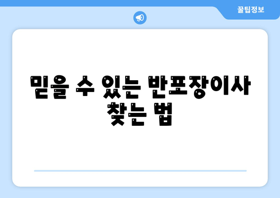 믿을 수 있는 반포장이사 찾는 법