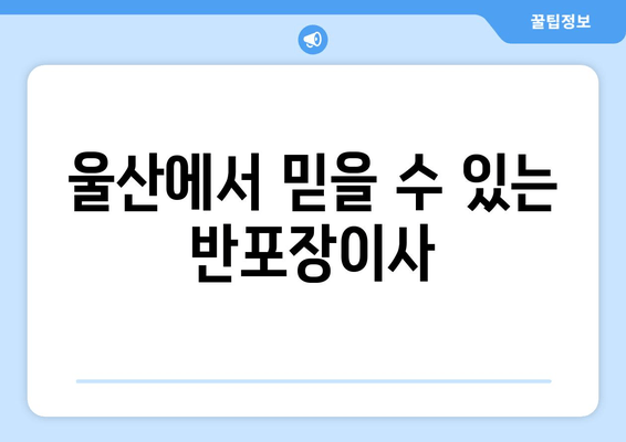 울산에서 믿을 수 있는 반포장이사