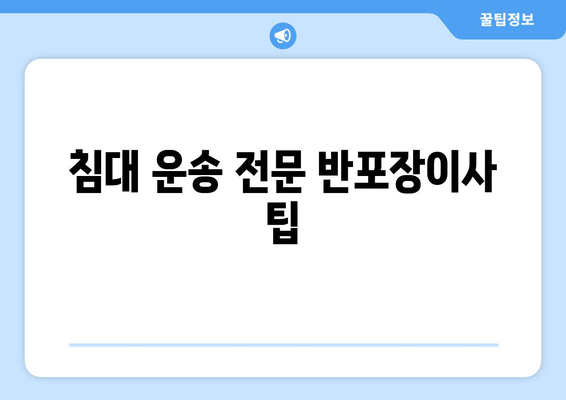 침대 운송 전문 반포장이사 팁