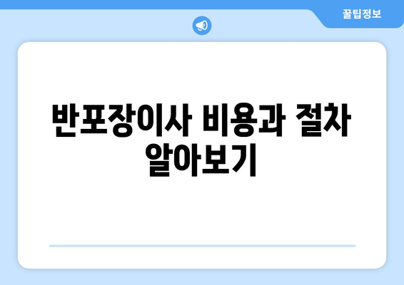 반포장이사 비용과 절차 알아보기