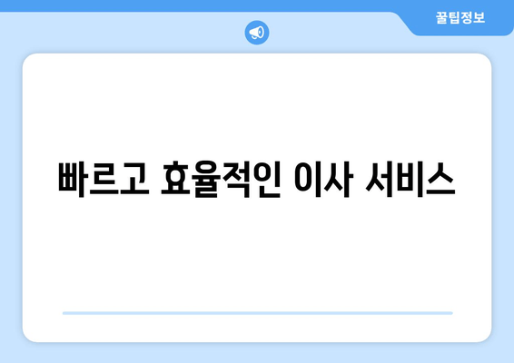 빠르고 효율적인 이사 서비스