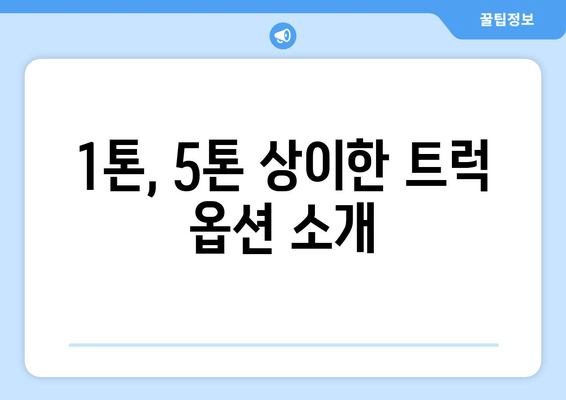 1톤, 5톤 상이한 트럭 옵션 소개