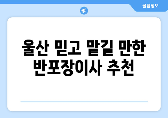 울산 믿고 맡길 만한 반포장이사 추천