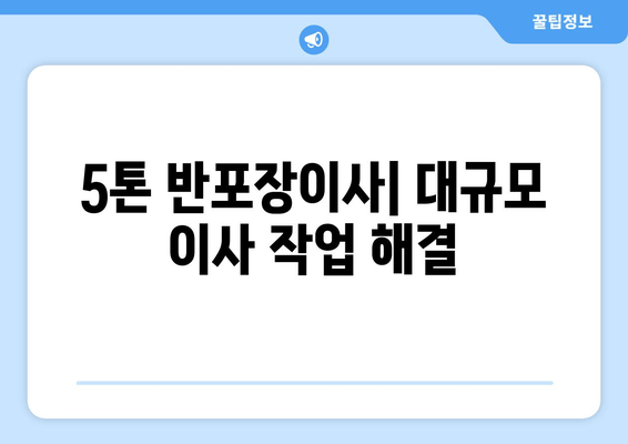 5톤 반포장이사| 대규모 이사 작업 해결