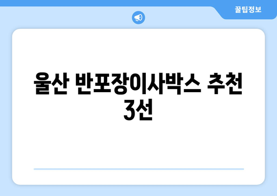 울산 반포장이사박스 추천 3선