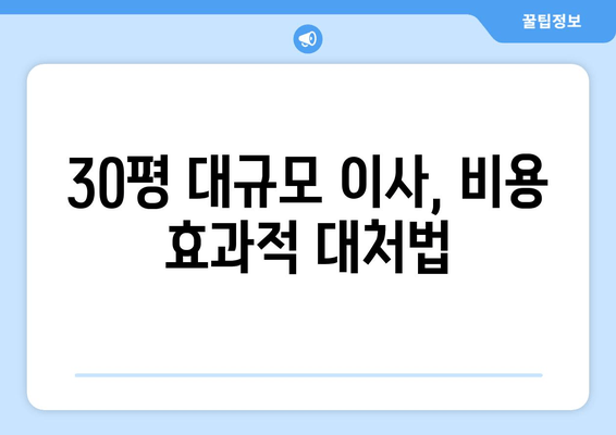 30평 대규모 이사, 비용 효과적 대처법