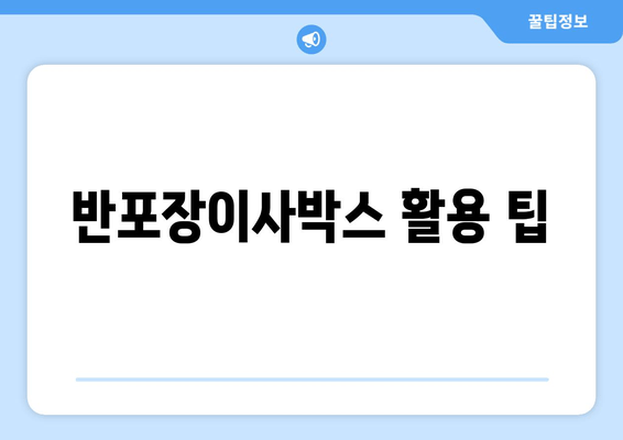 반포장이사박스 활용 팁