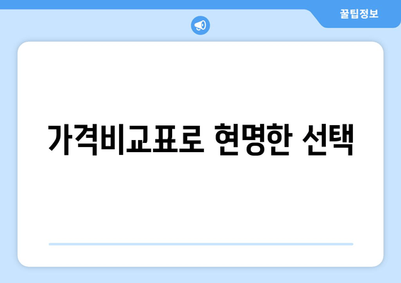 가격비교표로 현명한 선택