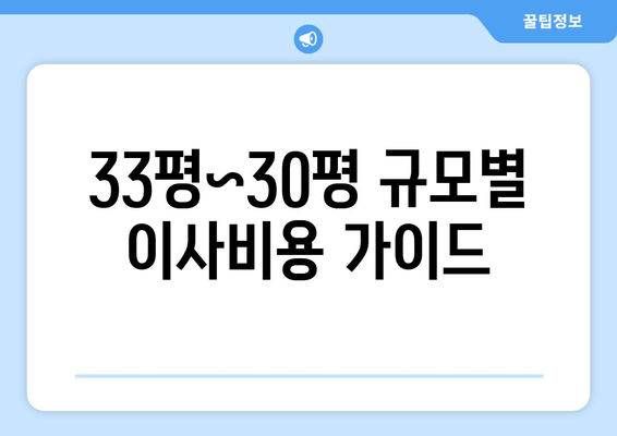 33평~30평 규모별 이사비용 가이드