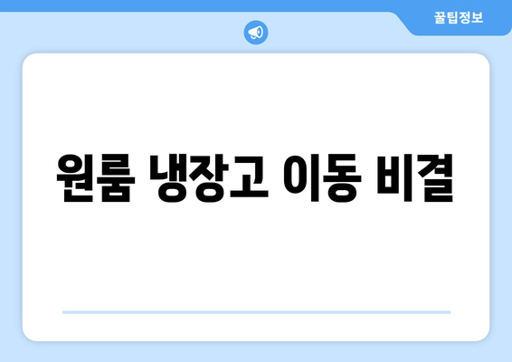 원룸 냉장고 이동 비결