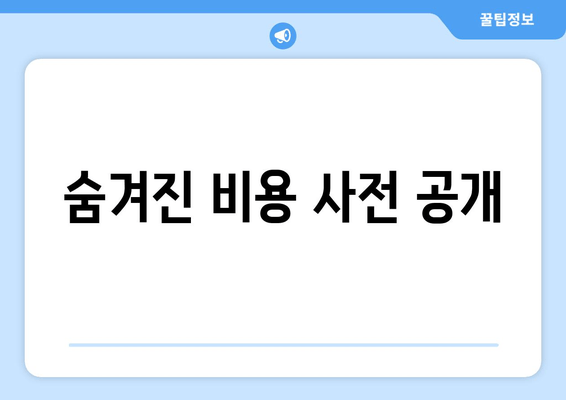 숨겨진 비용 사전 공개