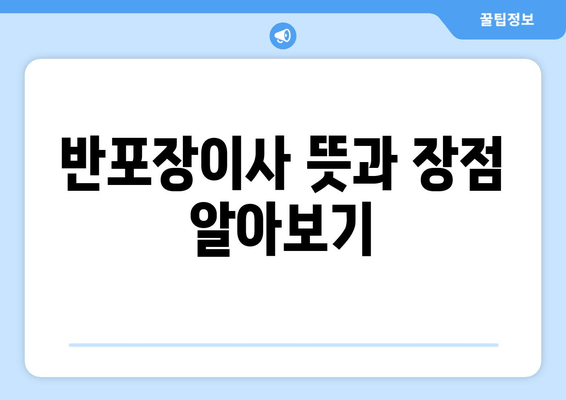 반포장이사 뜻과 장점 알아보기