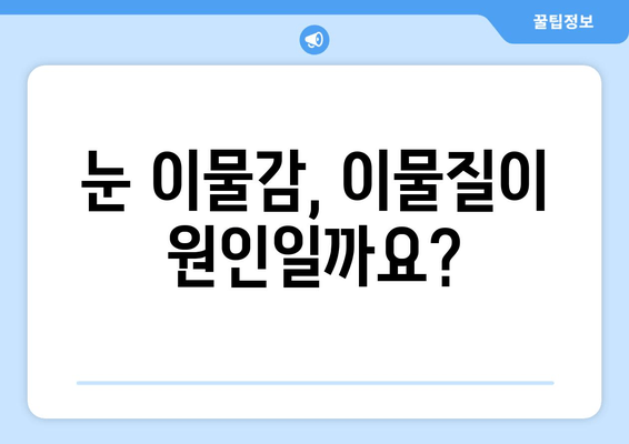 눈에 이물감, 왜 생길까요? 이물질에 의한 통증 해결 가이드 | 눈 이물감, 눈 통증, 원인, 해결