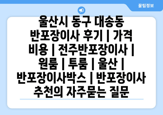 울산시 동구 대송동 반포장이사 후기 | 가격 비용 | 전주반포장이사 | 원룸 | 투룸 | 울산 | 반포장이사박스 | 반포장이사 추천