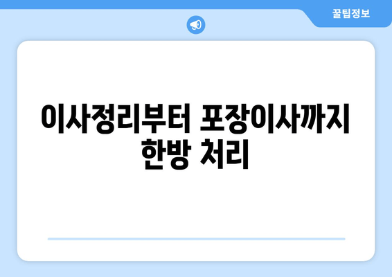 이사정리부터 포장이사까지 한방 처리