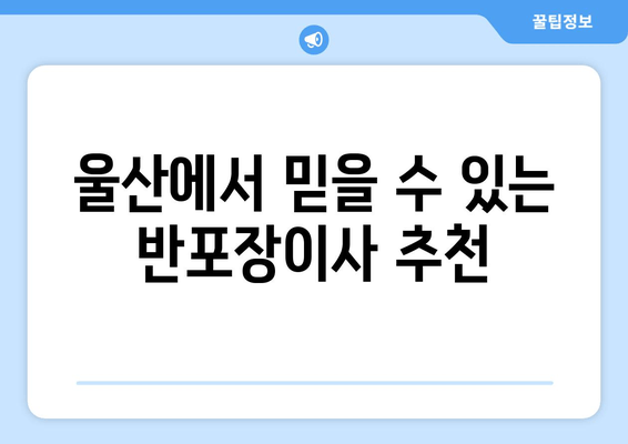 울산에서 믿을 수 있는 반포장이사 추천