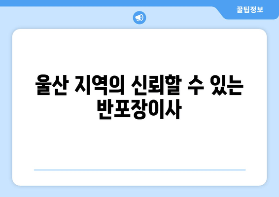 울산 지역의 신뢰할 수 있는 반포장이사