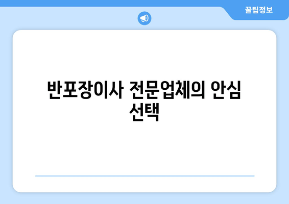 반포장이사 전문업체의 안심 선택