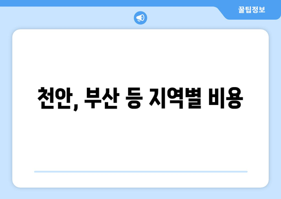 천안, 부산 등 지역별 비용