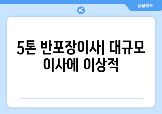 5톤 반포장이사| 대규모 이사에 이상적