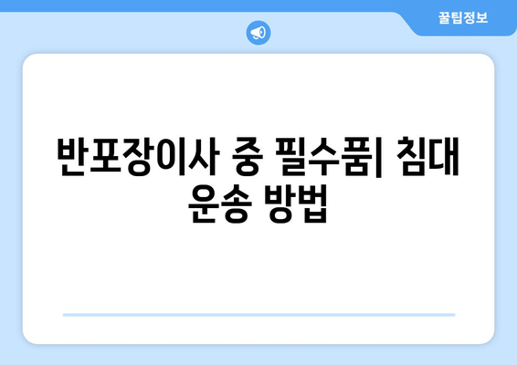 반포장이사 중 필수품| 침대 운송 방법