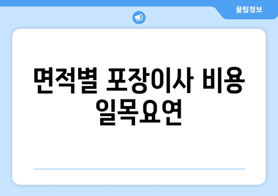 면적별 포장이사 비용 일목요연