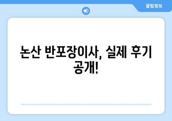 논산 반포장이사, 실제 후기 공개!