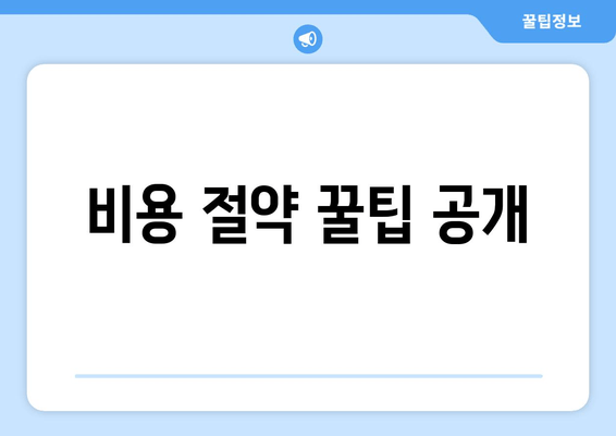 비용 절약 꿀팁 공개