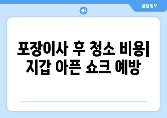 포장이사 후 청소 비용| 지갑 아픈 쇼크 예방