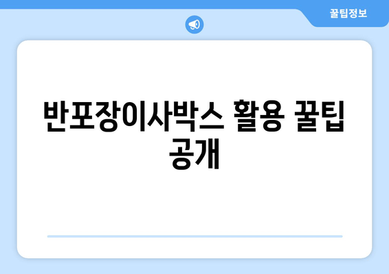 반포장이사박스 활용 꿀팁 공개