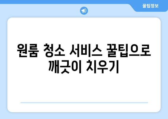 원룸 청소 서비스 꿀팁으로 깨긋이 치우기