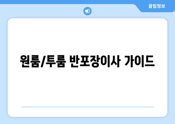 원룸/투룸 반포장이사 가이드