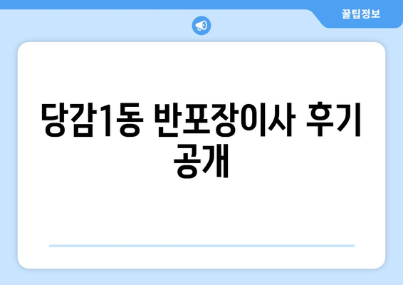 당감1동 반포장이사 후기 공개