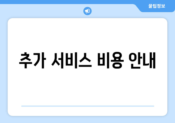 추가 서비스 비용 안내