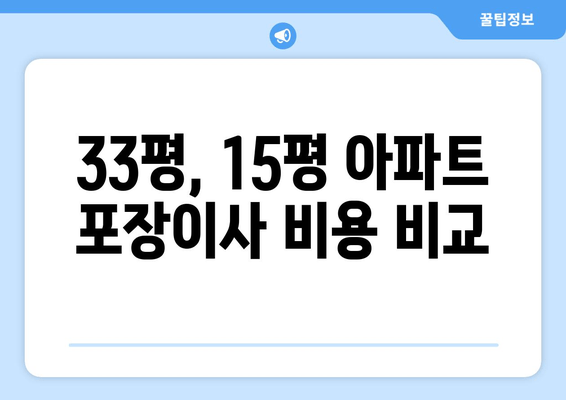 33평, 15평 아파트 포장이사 비용 비교