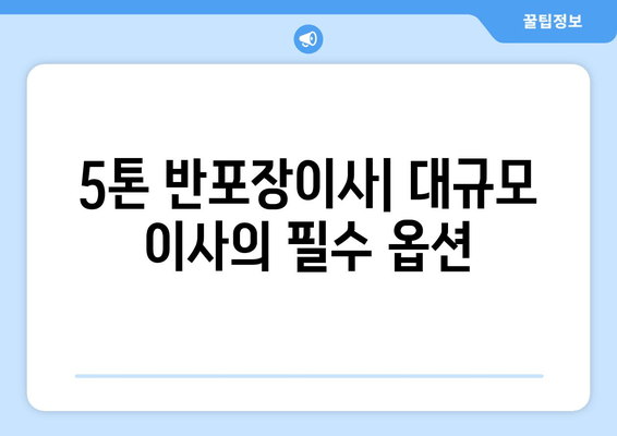 5톤 반포장이사| 대규모 이사의 필수 옵션