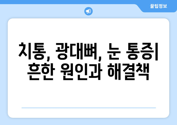 치통, 광대뼈 통증, 눈 통증| 원인 파헤치기 | 통증 원인 분석, 치료, 예방 팁