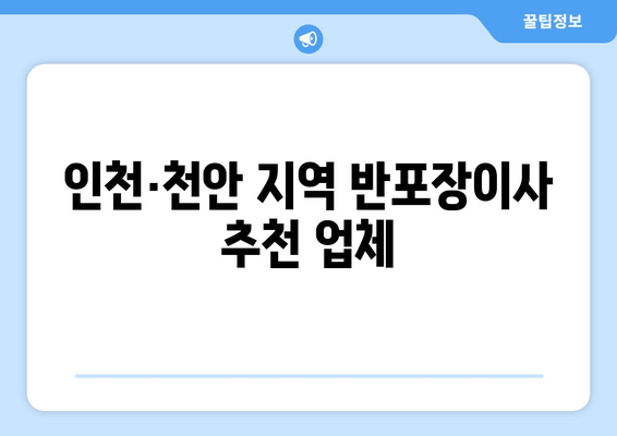 인천·천안 지역 반포장이사 추천 업체