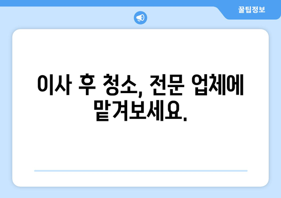 이사 후 청소, 전문 업체에 맡겨보세요.