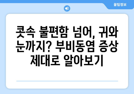 부비동염, 귀와 눈 통증까지? 자가 치료 가능할까요? | 부비동염 증상, 원인, 치료, 자가 관리 팁