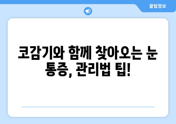 코감기 때문에 눈이 아픈 이유| 원인과 해결 방안 | 눈 통증, 코감기, 증상, 치료